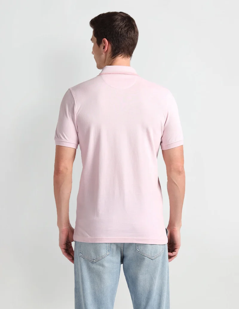 Arrow Pink Tipped Collar Horizontal Stripe Polo Shirt for Men | Best Price UAE