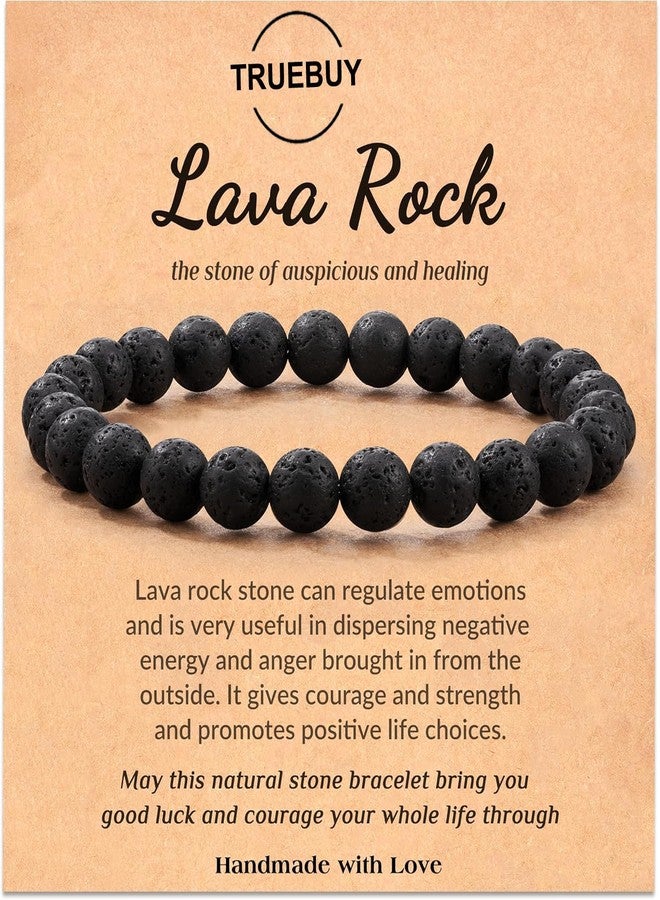 TRUEBUY Black Lava Stone Beads for Men & Women | Natural Healing Energy | Stylish & Adjustable Unisex Jewelry for Meditation, Yoga & Protection - Image 1