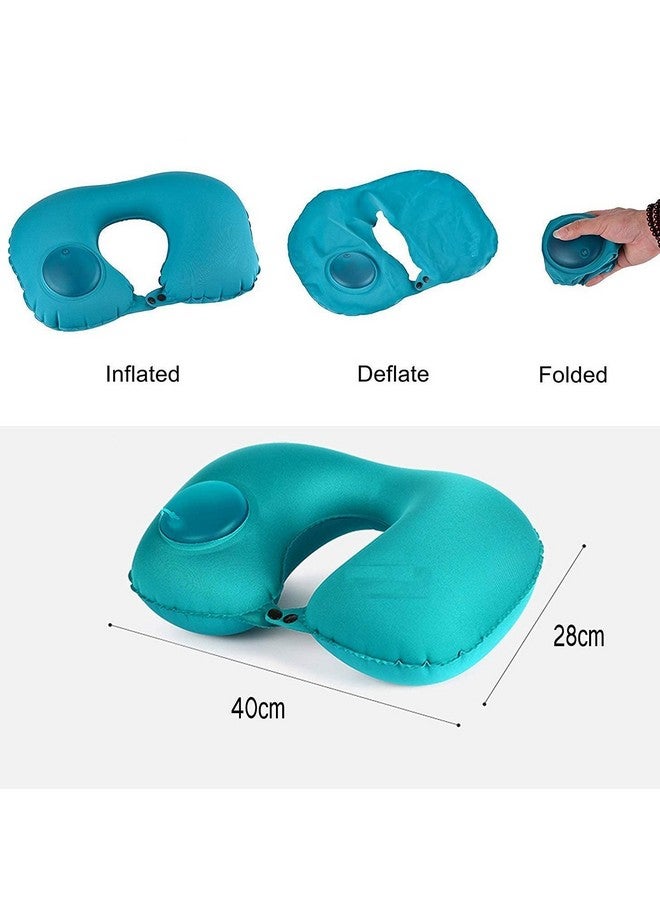 HOMAVA Silk Travel Backpack Neck Pillow, Manual Press Automatic Inflatable U-Shaped Pillow, 15.74 X 11.02 Inch, Blue - Image 2