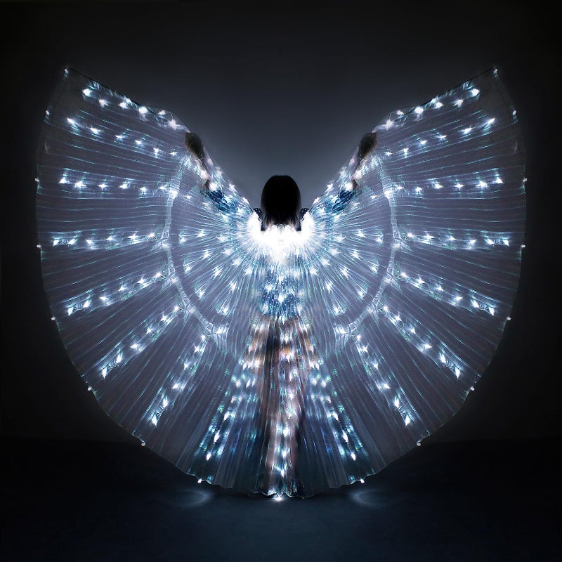 iMucci LED Wings Halloween Costume for Women Glow Angel Wings Light up Fairy Wings with Telescopic Sticks Isis Wings for Adults and Child Halloween Costumes Woman 2025 - Image 2