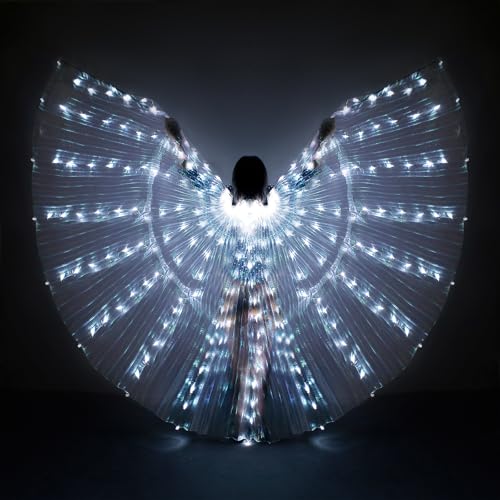 iMucci LED Wings Halloween Costume for Women Glow Angel Wings Light up Fairy Wings with Telescopic Sticks Isis Wings for Adults and Child Halloween Costumes Woman 2025 - Image 1