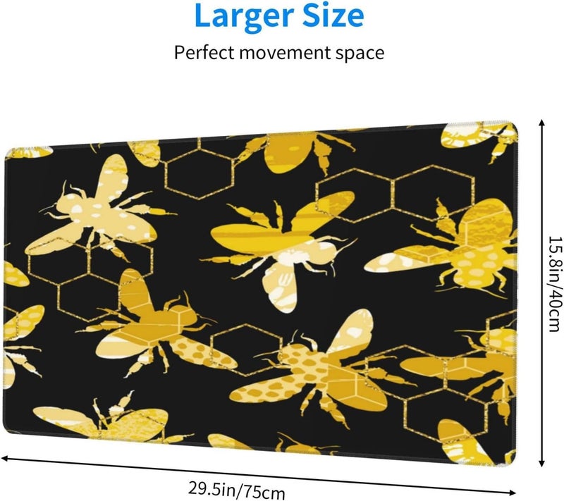 لوحة ماوس للألعاب Honey Bee Sign بحجم 16x29.5 بوصة - حواف مخيطة، قاعدة مطاطية - Image 3