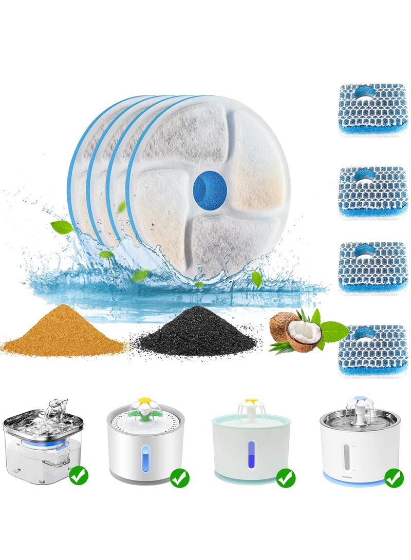 4 Pack Replacement Filters for Cat Water Fountain, 4.13-Inch Filters for Automatic Pet Fountains, Ensuring Fresh and Clean Water for Your Feline Friends. - Image 1