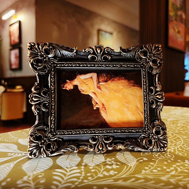 CISOO 2.5x3.5 Vintage Small Picture Frame  Antique Ornate Black and Gold Wallet Size Photo Frame for Table Top and Wall Display  Decorative Floral Design Retro Home Decor  Photo Gallery Art - Image 3