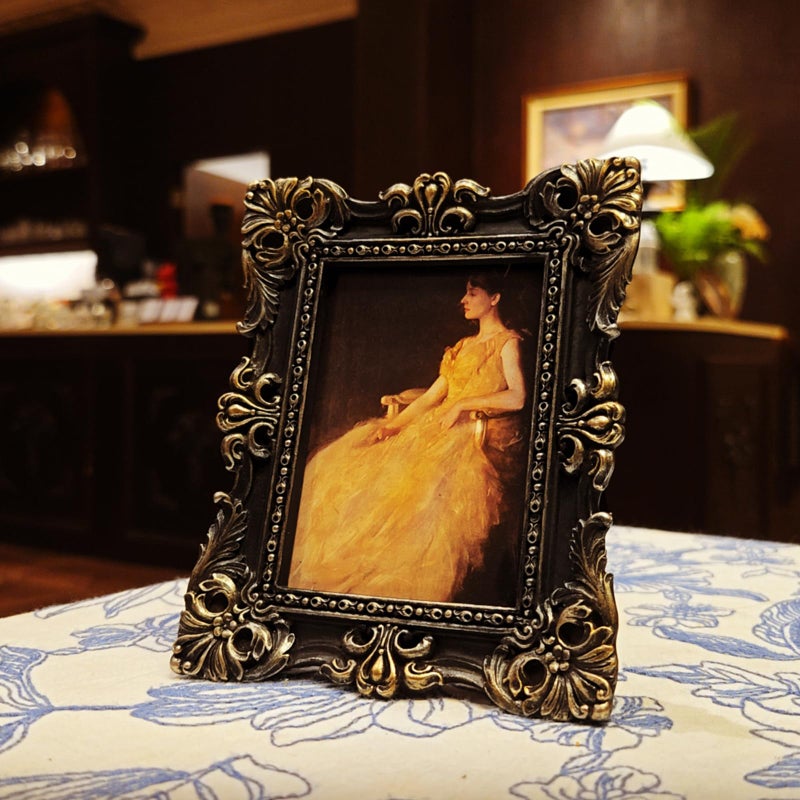 CISOO 2.5x3.5 Vintage Small Picture Frame  Antique Ornate Black and Gold Wallet Size Photo Frame for Table Top and Wall Display  Decorative Floral Design Retro Home Decor  Photo Gallery Art - Image 2