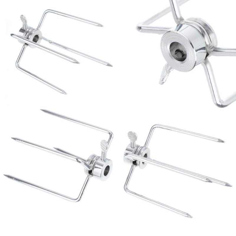 GRILLJOB 4 Pack Stainless Steel 304 Grill Rotisserie Meat Forks Set Fits 516 Square and 38 Round Hexagon Spit Rods for rotisserie kit for Gas Charcoal Grill - Image 2