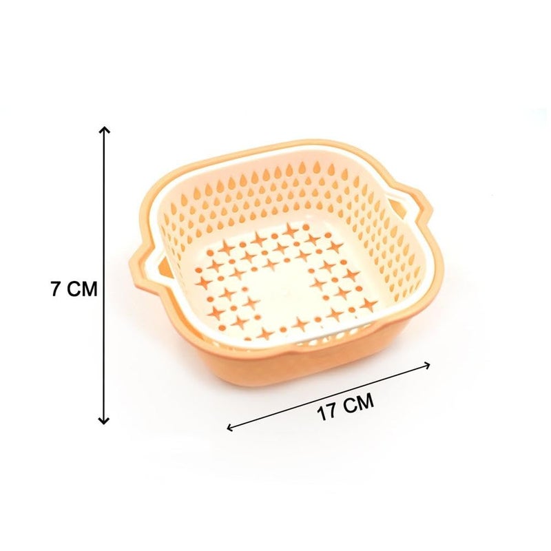 Garth Garth Plastic 2 in 1 Fruits Vegetables Basket Strainer Multicolor Convenient SpaceSaving Design Pack of 1 - Image 2