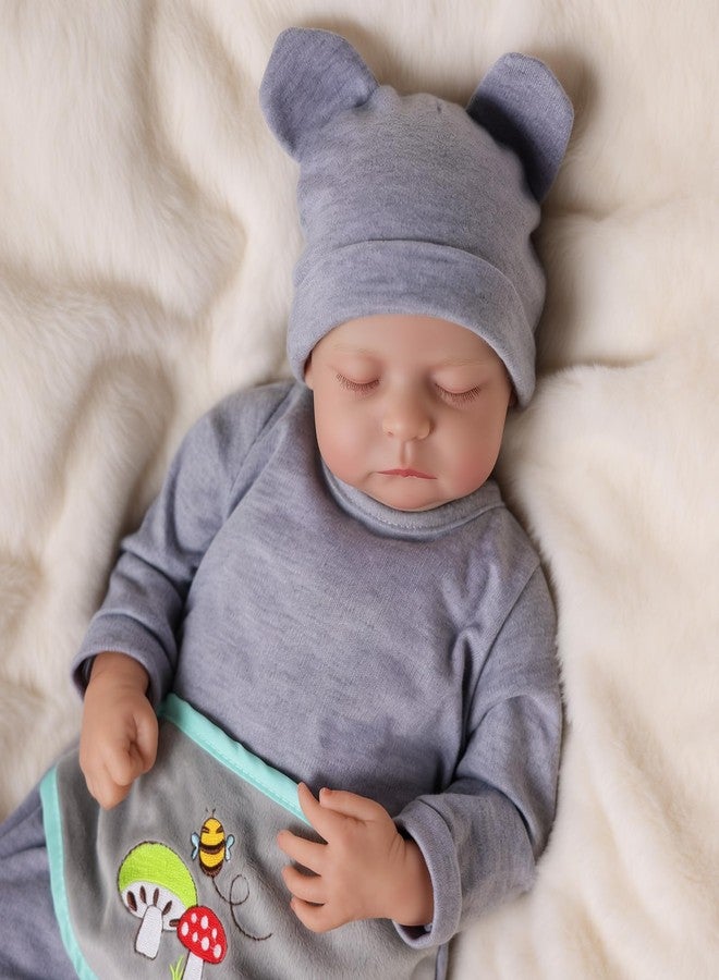 JIZHI Lifelike Reborn Baby Dolls - 17 Inch Realistic Newborn Baby Doll Real Life Realistic Baby Dolls Poseable Body Sleeping Baby Boy with Feeding Kit for Children 3+ - Image 4