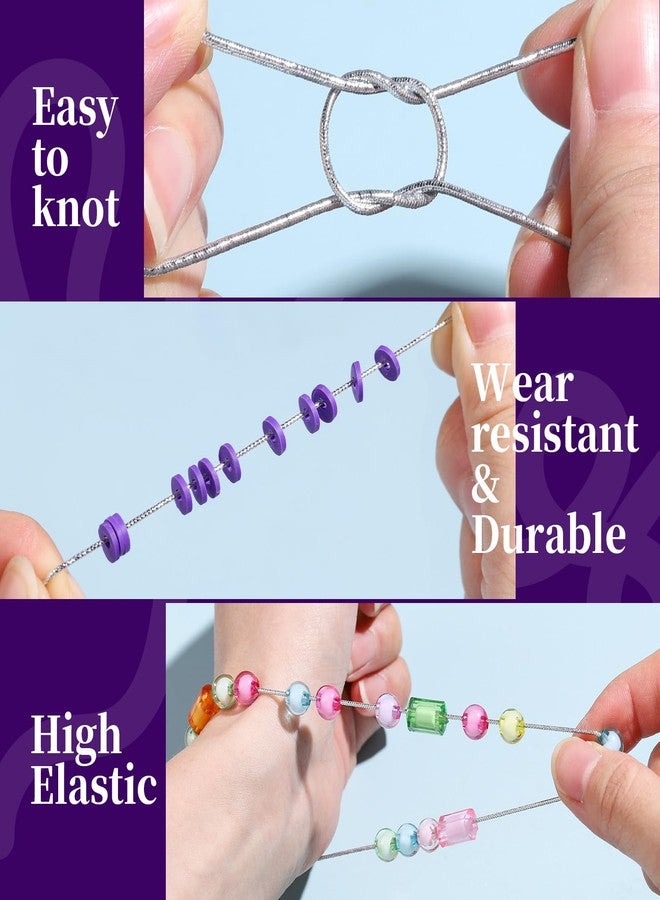 FANDAMEI 1.2mm Elastic String, Metallic Silver Stretch Cord for Craft Gift Jewelry Making, Elastic Cords Ribbon for Hair Braids, Elastic String for Bracelets, Beading Cord Stretchy Christmas Craft DIY - Image 4