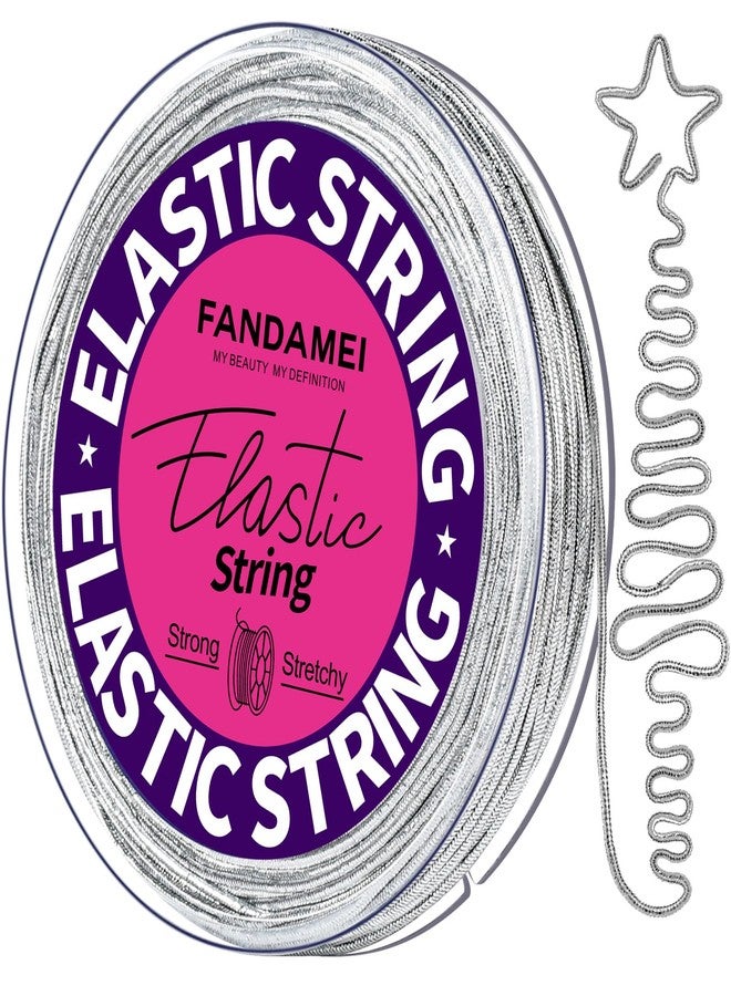 FANDAMEI 1.2mm Elastic String, Metallic Silver Stretch Cord for Craft Gift Jewelry Making, Elastic Cords Ribbon for Hair Braids, Elastic String for Bracelets, Beading Cord Stretchy Christmas Craft DIY - Image 1
