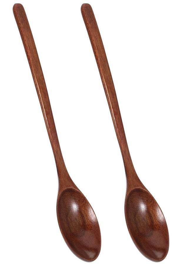 Ymapinc ملعقتان خشبيتان صغيرتان للأكل، ملعقة خشبية للخلط والتحريك من Ymapinc للعسل والمربى، ملاعق طعام، أدوات مطبخ للطبخ والخلط والتحريك والمشروبات الغازية والقهوة، ملاعق طعام منزلية 9 بوصة - Image 1