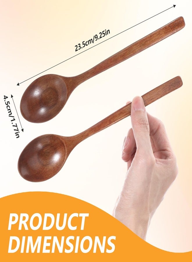 Ymapinc ملعقتان خشبيتان صغيرتان للأكل، ملعقة خشبية للخلط والتحريك من Ymapinc للعسل والمربى، ملاعق طعام، أدوات مطبخ للطبخ والخلط والتحريك والمشروبات الغازية والقهوة، ملاعق طعام منزلية 9 بوصة - Image 2