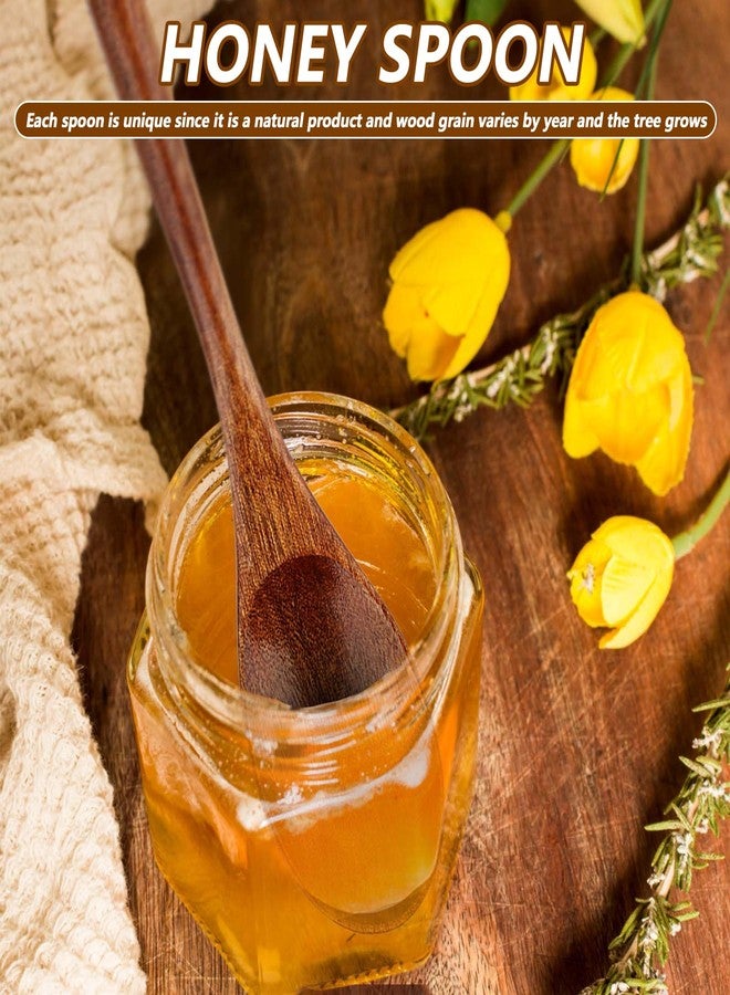 Ymapinc ملعقتان خشبيتان صغيرتان للأكل، ملعقة خشبية للخلط والتحريك من Ymapinc للعسل والمربى، ملاعق طعام، أدوات مطبخ للطبخ والخلط والتحريك والمشروبات الغازية والقهوة، ملاعق طعام منزلية 9 بوصة - Image 4