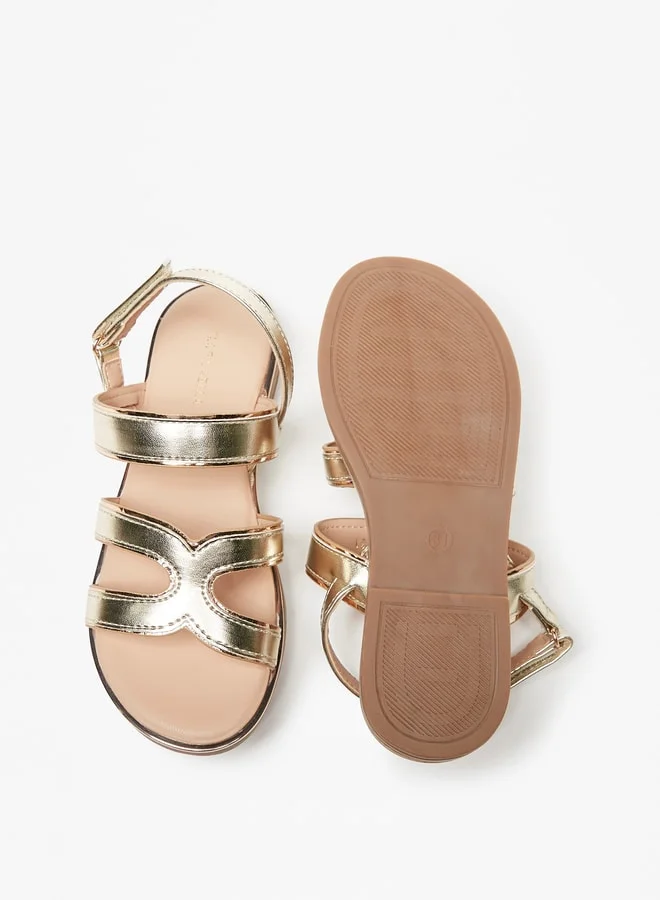 فلورا بيلا Girls Strappy Sandals with Hook and Loop Closure