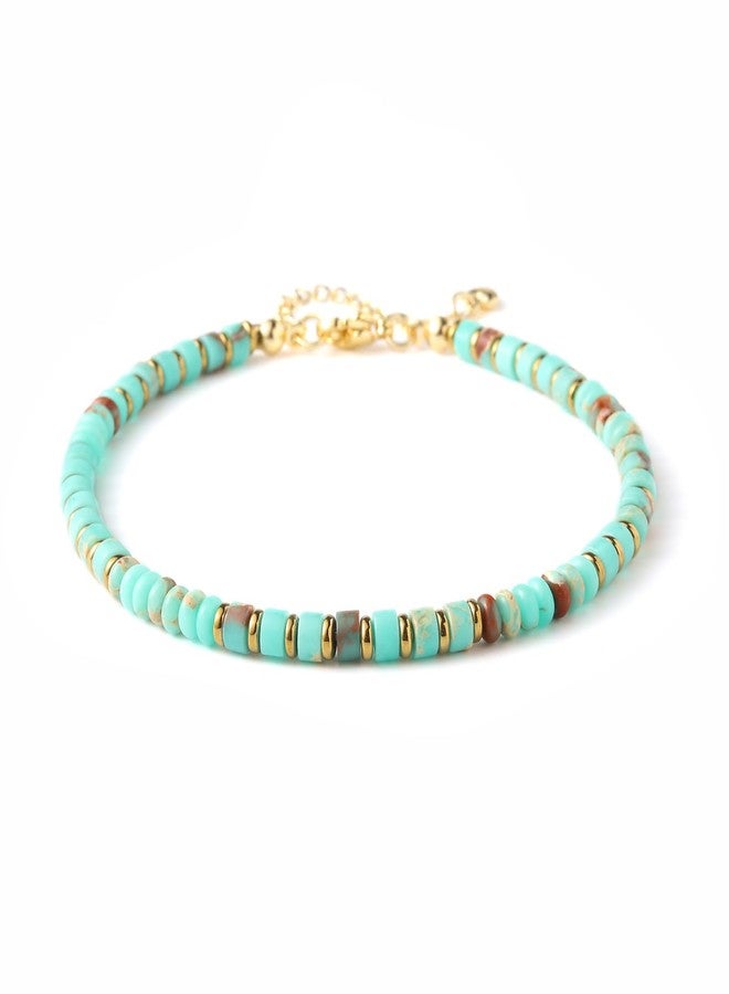XIJIN Natural Stone Beaded Anklets for Women Handmade Beach Boho Turquoise Beads Ankle Bracelet Jewelry Gift for Her, 7.9 inch, Stone, no gemstone - Image 4