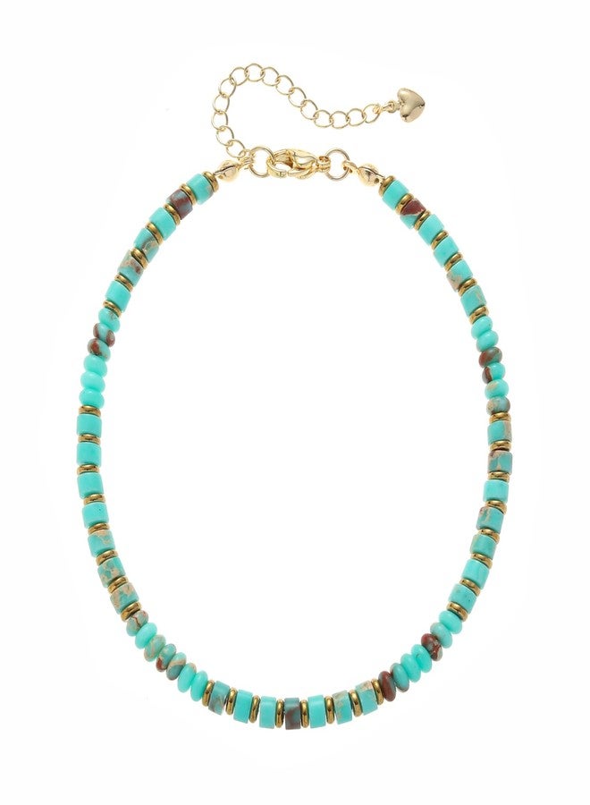 XIJIN Natural Stone Beaded Anklets for Women Handmade Beach Boho Turquoise Beads Ankle Bracelet Jewelry Gift for Her, 7.9 inch, Stone, no gemstone - Image 1