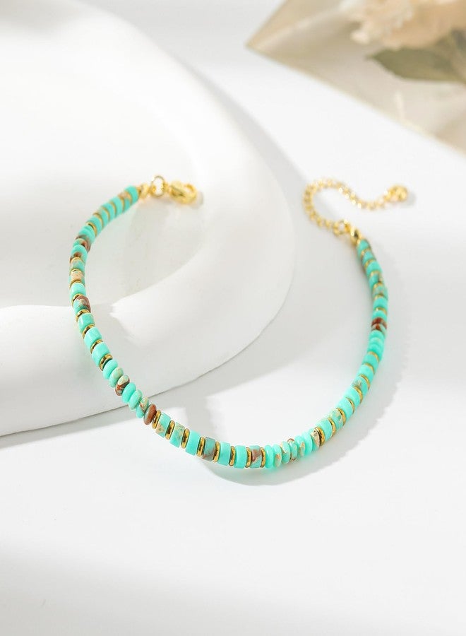 XIJIN Natural Stone Beaded Anklets for Women Handmade Beach Boho Turquoise Beads Ankle Bracelet Jewelry Gift for Her, 7.9 inch, Stone, no gemstone - Image 5