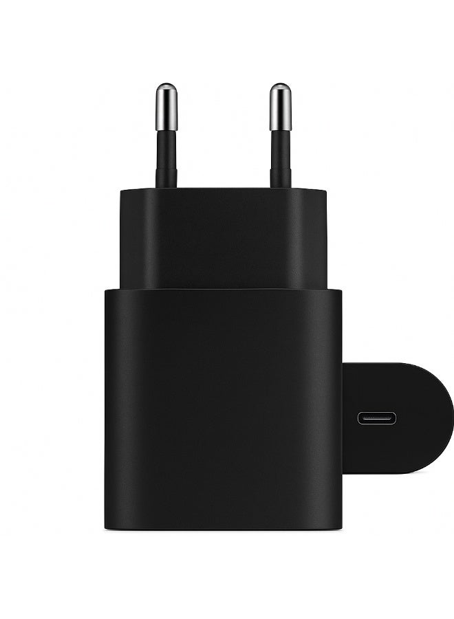 رأس شاحن فائق السرعة بقدرة 25 واط بمنفذ USB-C – يدعم Power Delivery (PD) وPPS – أسود