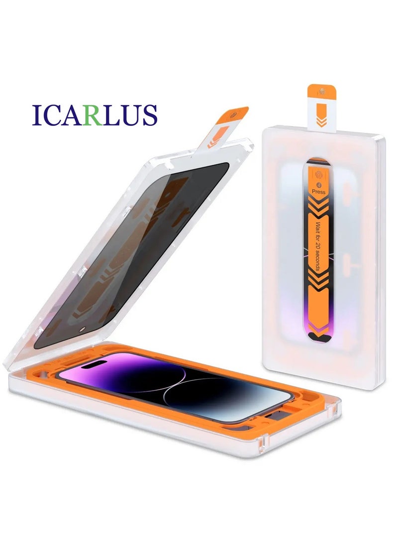 ايكارلوس واقي شاشة زجاجي مقوى عالي الدقة لهاتف iPhone 15 Pro مع أداة التثبيت - Image 1