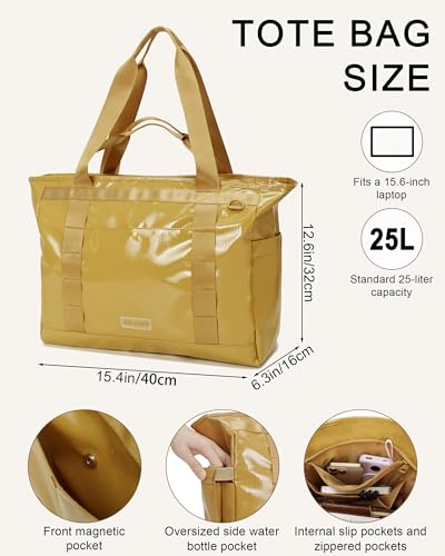 FHELAD Beach Tote Bag for Women, Large Work Shoulder Handbag with 15.6" Laptop and Multi Pockets Office Bag for Travel, Brown - Image 4
