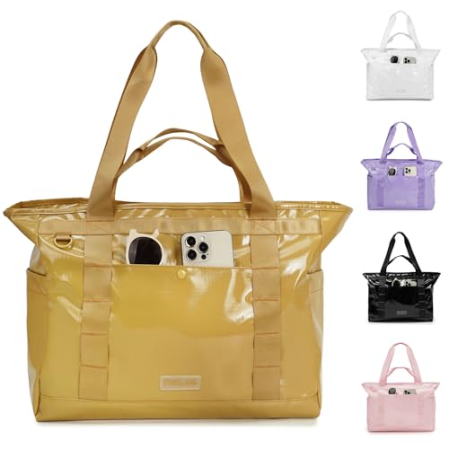FHELAD Beach Tote Bag for Women, Large Work Shoulder Handbag with 15.6" Laptop and Multi Pockets Office Bag for Travel, Brown - Image 1