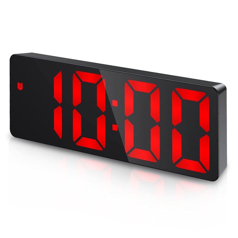 AMIR (2021 Newest) Digital Alarm Clock, LED Clock for Bedroom, Electronic Desktop Clock with Temperature Display, Adjustable Brightness, Voice Control, 12/24H Display for Home, Bedroom, Office, Red - Image 1