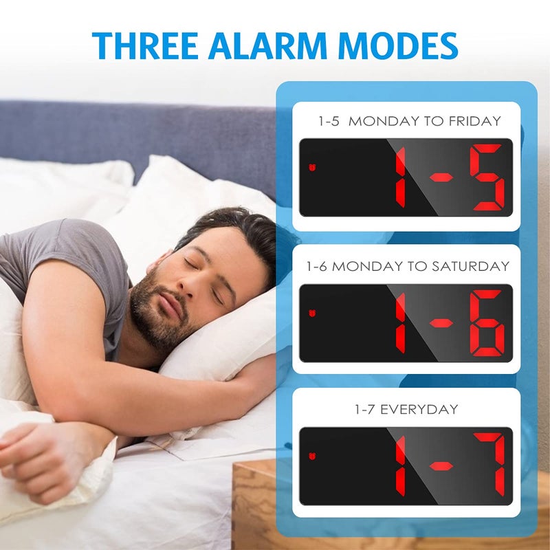 AMIR (2021 Newest) Digital Alarm Clock, LED Clock for Bedroom, Electronic Desktop Clock with Temperature Display, Adjustable Brightness, Voice Control, 12/24H Display for Home, Bedroom, Office, Red - Image 5