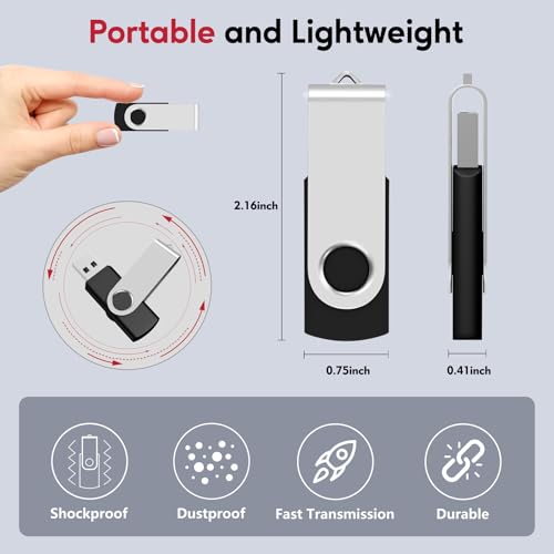 AreTop 4GB Bulk Flash Drives 50 Pack, USB 2.0 4GB Flash Drives Pack Swivel Thumb Drives Bulk USB Drives, Black - Image 3