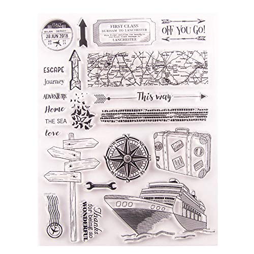 arriettycraft Journey Ship Travel Clear Stamps for Card Making or journaling, Adventure Holiday Transparent Silicone Stamps for Journals Scrapbooking Album Decoration -A1491 - Image 1