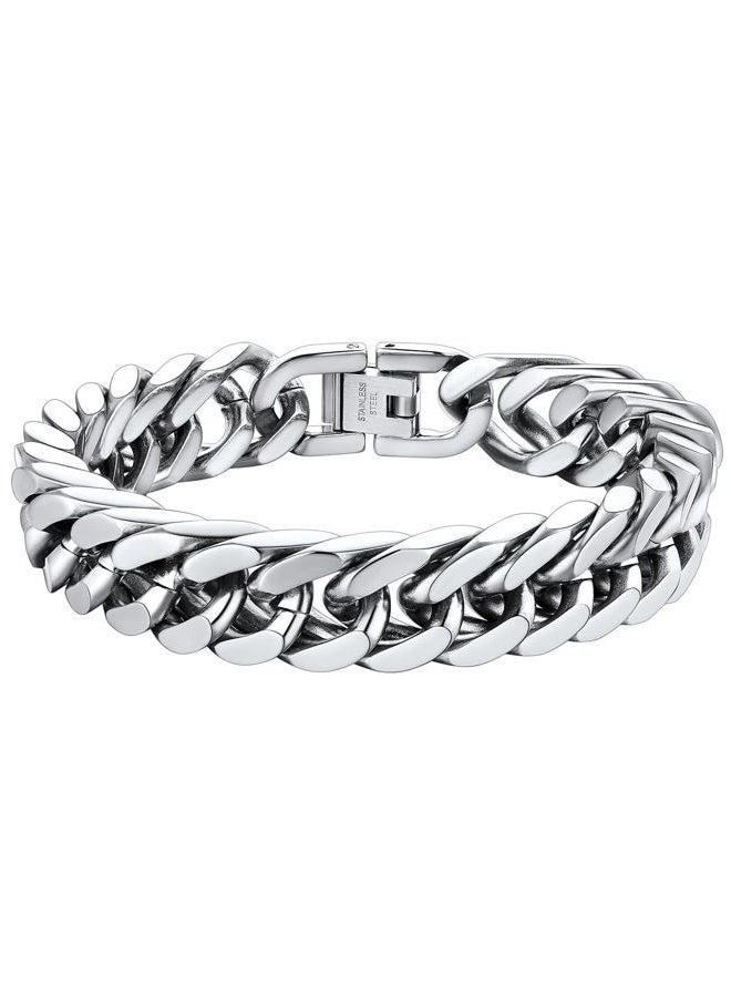 ChainsHouse Stainless Steel Cuban Mens Chain Bracelet 7.5" Classic Minimalist Bracelets - Image 1