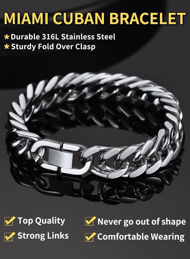 ChainsHouse Stainless Steel Cuban Mens Chain Bracelet 7.5" Classic Minimalist Bracelets - Image 3
