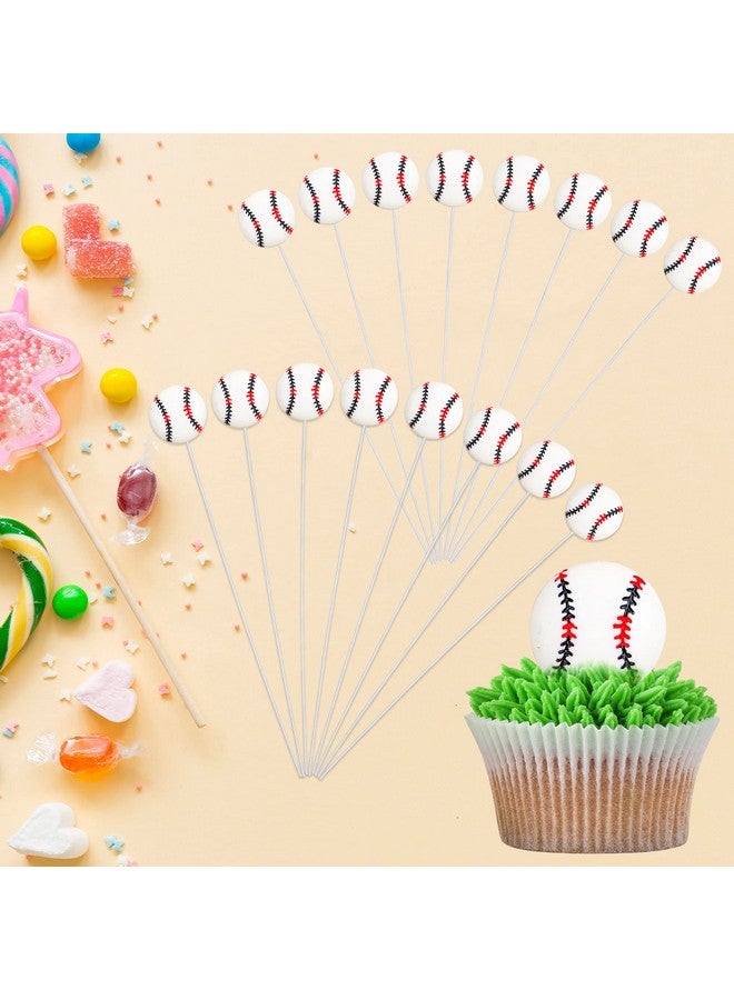 Ephlyn 20Pcs Baseball Cupcake Toppers Resin Assembled Sport Theme Ball Cupcake Picks Baseball Theme Baby Shower Kids Birthday Party Cake Decorations Supplies - Image 4