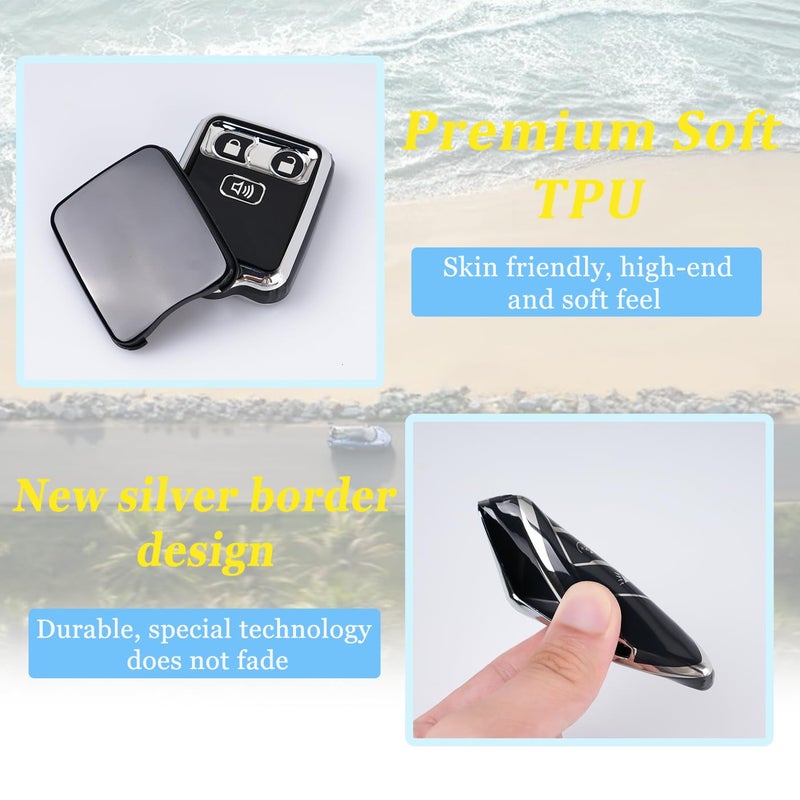 WJS Key Fob Cover, Car Key Case Shell Protector Compatible with 1998-2016 Ford F150 F250 F350 F450 F550 Lincoln Mercury (Black) - Image 5