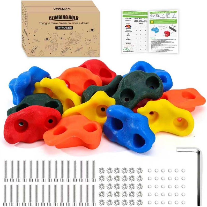 Trymaker Store Rock Climbing Holds, 15PCS Climbing Wall for Kids, Climbing Set for Adult Indoor and Outdoor(Small Size) - Image 1