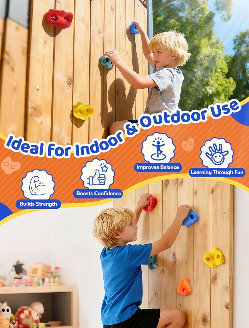 Trymaker Store Rock Climbing Holds, 15PCS Climbing Wall for Kids, Climbing Set for Adult Indoor and Outdoor(Small Size) - Image 4