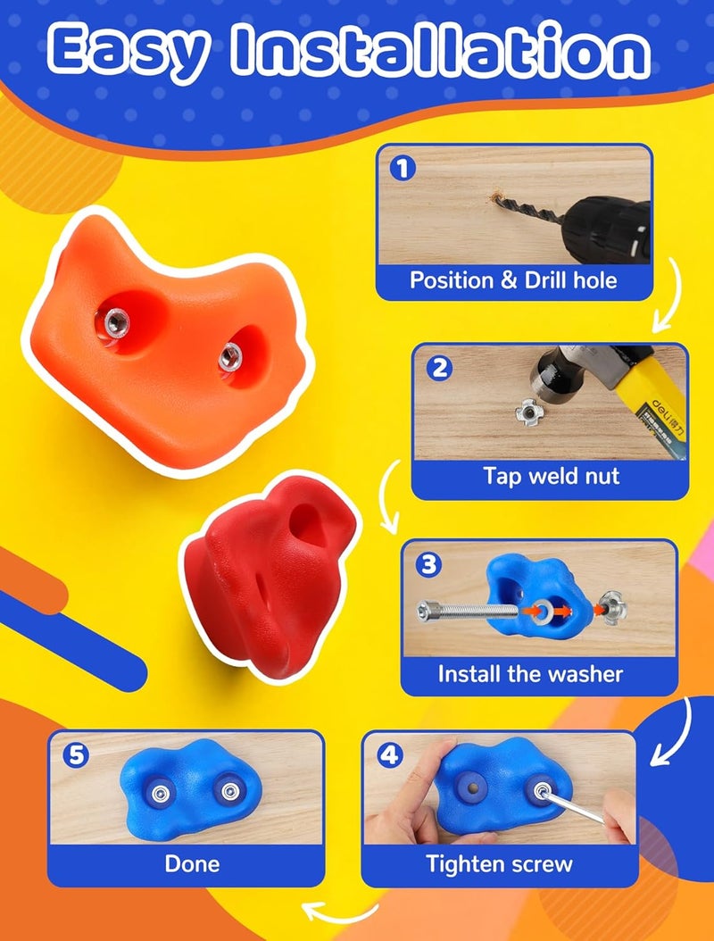 Trymaker Store Rock Climbing Holds, 15PCS Climbing Wall for Kids, Climbing Set for Adult Indoor and Outdoor(Small Size) - Image 3