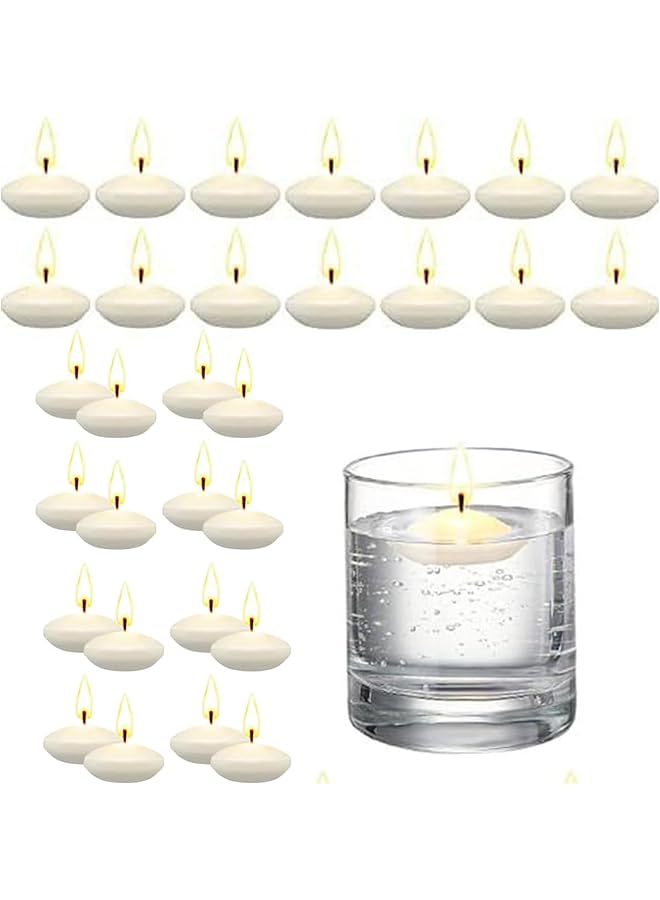 Green Tiger Floating Candles - 30 Pcs Waterproof Flameless Floating Tealights, for Centrepieces, Weddings, Parties, Home Decor, Hot Tub(Cream） - Image 1