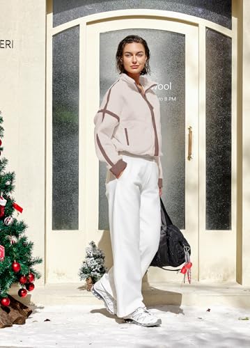 Panadila Womens Fleece Zip Up Jacket Fuzzy Sherpa Jacket Casual Teddy Coats Winter Outerwear with Pockets (Beige Brown Combo,XL) - Image 5
