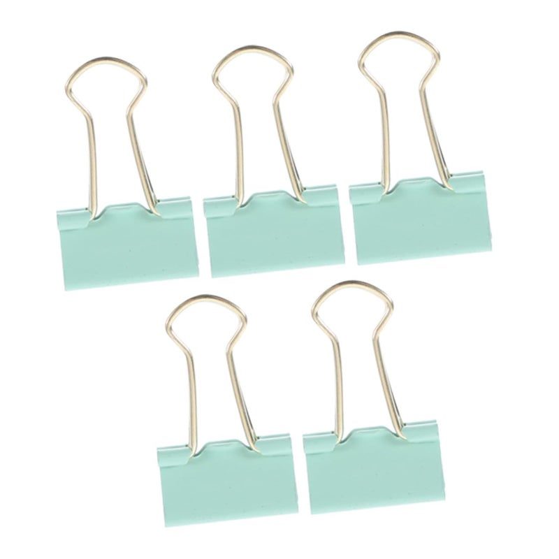 5pcs Green 25mm Metal Binder Clips With Gold Foil Accent For Office Document Organization - Image 2