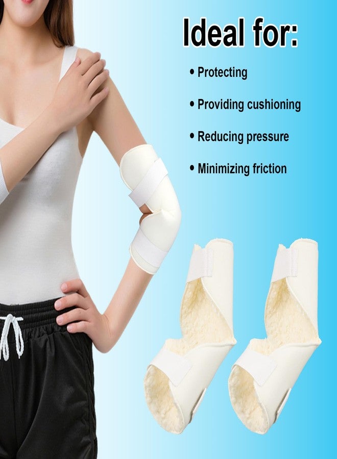 Fukaisu 2pcs Elbow Protectors, Soft Elbow Pads with Hook & Loop Strap Sheepskin Elbows Wraps Brace Protection Support Sports Recovery Essentials for Seniors & Adults Women Men Elderly (Beige) - Image 3