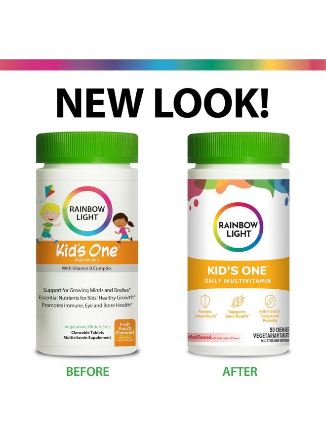 Rainbow Light Rainbow Light Kids One Multivitamin, Chewable Multivitamin for Kids Provides Healthy Growth and Immune Support, With Vitamin C, Zinc, & B Complex, Vegetarian and Gluten Free, Fruit Punch, 90 Count - Image 2