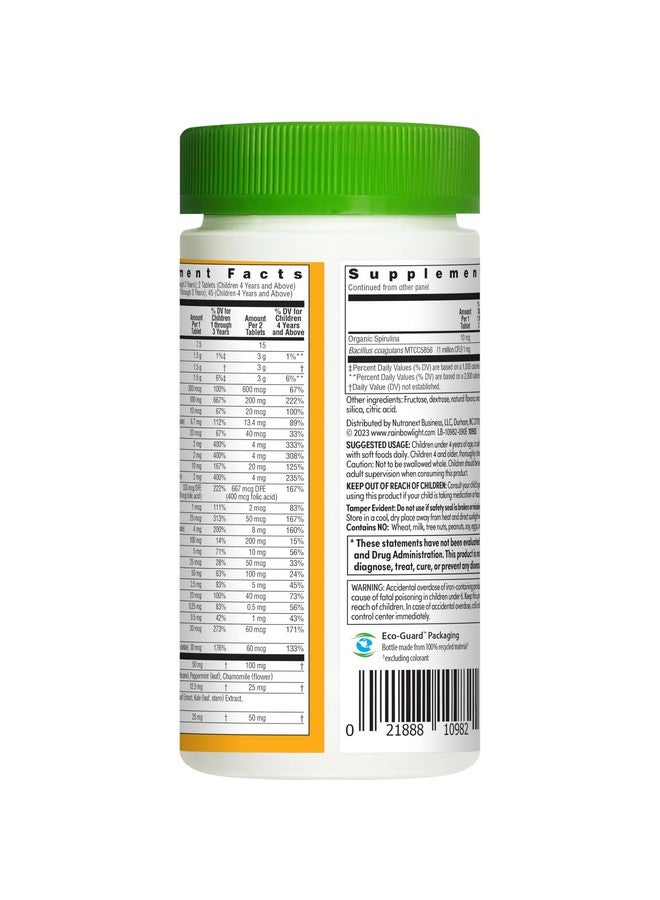 Rainbow Light Rainbow Light Kids One Multivitamin, Chewable Multivitamin for Kids Provides Healthy Growth and Immune Support, With Vitamin C, Zinc, & B Complex, Vegetarian and Gluten Free, Fruit Punch, 90 Count - Image 4