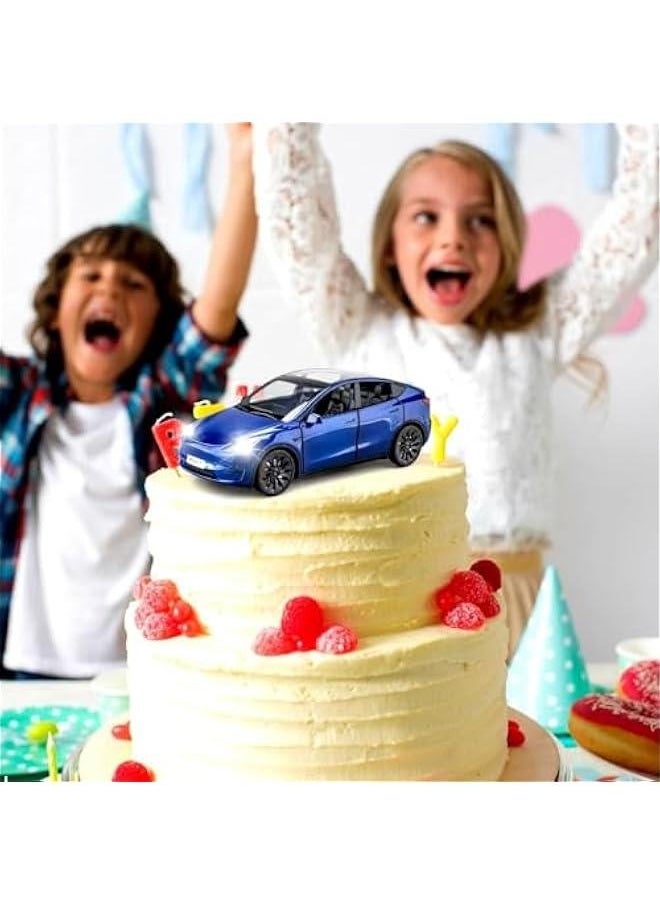 Generic - 1:24 Scale Model Y Alloy Car Model Diecast Toy Vehicles for Kids, car Model toy，Pull Back Alloy Car with Lights and Music，Gifts for Adults and Children, Decorative Objects, Collectibles. (Blue) - Image 1