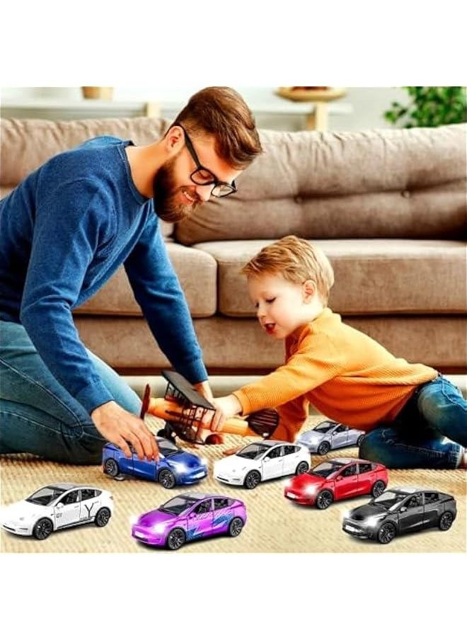 Generic - 1:24 Scale Model Y Alloy Car Model Diecast Toy Vehicles for Kids, car Model toy，Pull Back Alloy Car with Lights and Music，Gifts for Adults and Children, Decorative Objects, Collectibles. (Blue) - Image 1