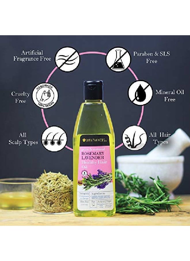 Soulflower - Rosemary Lavender Oil For Healthy Hair Scalp Hair Roots 100% Pure Natural Undiluted Coldpressed Oil 225Ml - Image 1