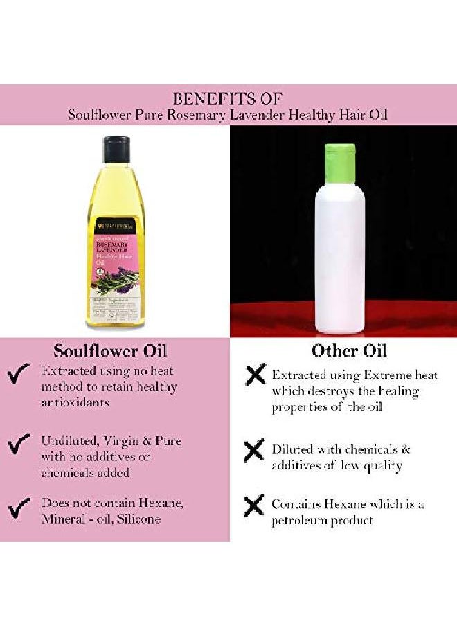 Soulflower - Rosemary Lavender Oil For Healthy Hair Scalp Hair Roots 100% Pure Natural Undiluted Coldpressed Oil 225Ml - Image 1