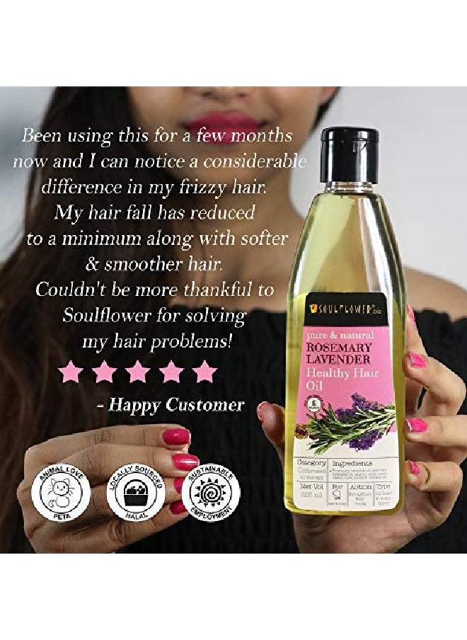 Soulflower - Rosemary Lavender Oil For Healthy Hair Scalp Hair Roots 100% Pure Natural Undiluted Coldpressed Oil 225Ml - Image 1
