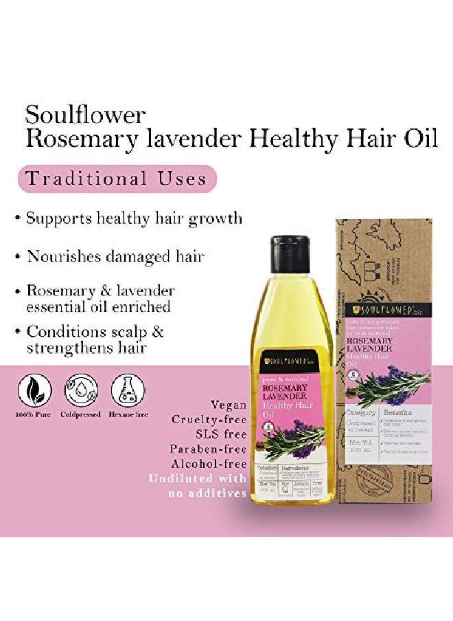 Soulflower - Rosemary Lavender Oil For Healthy Hair Scalp Hair Roots 100% Pure Natural Undiluted Coldpressed Oil 225Ml - Image 1