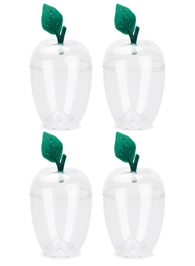 HANZE Large Clear Apple Container, Apple Shaped Candy Toy Filling Containers Jar, Back To School Teacher Appreciation Gift, Wedding Party Ornaments Christmas Decorations Supplies Favors - 4 Pack - Image 1
