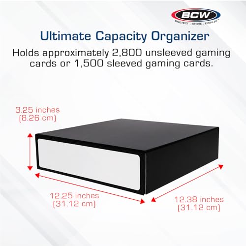 BCW صندوق تخزين BCW 3 صفوف | منظم كرتوني لمجموعات التداول والرياضة والبيسبول | يحمل 2,800 بطاقة غير مغلفة أو 1,500 بطاقة مغلفة - Image 3